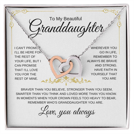 (Almost Gone) To My Beautiful Granddaughter | Love you always | Interlocking Heart Necklace - Elliotrose Gifts