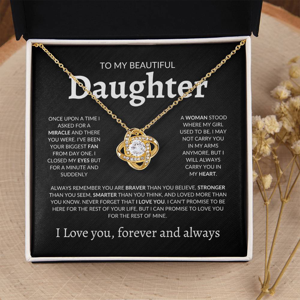 To My Beautiful Daughter | A Miracle | Love Knot Necklace - Elliotrose Gifts