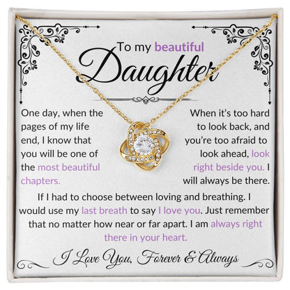 To My Beautiful Daughter | One Day | Love Knot Necklace - Elliotrose Gifts