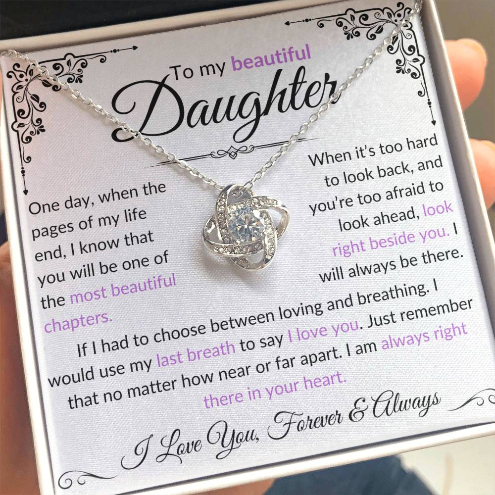 To My Beautiful Daughter | One Day | Love Knot Necklace - Elliotrose Gifts