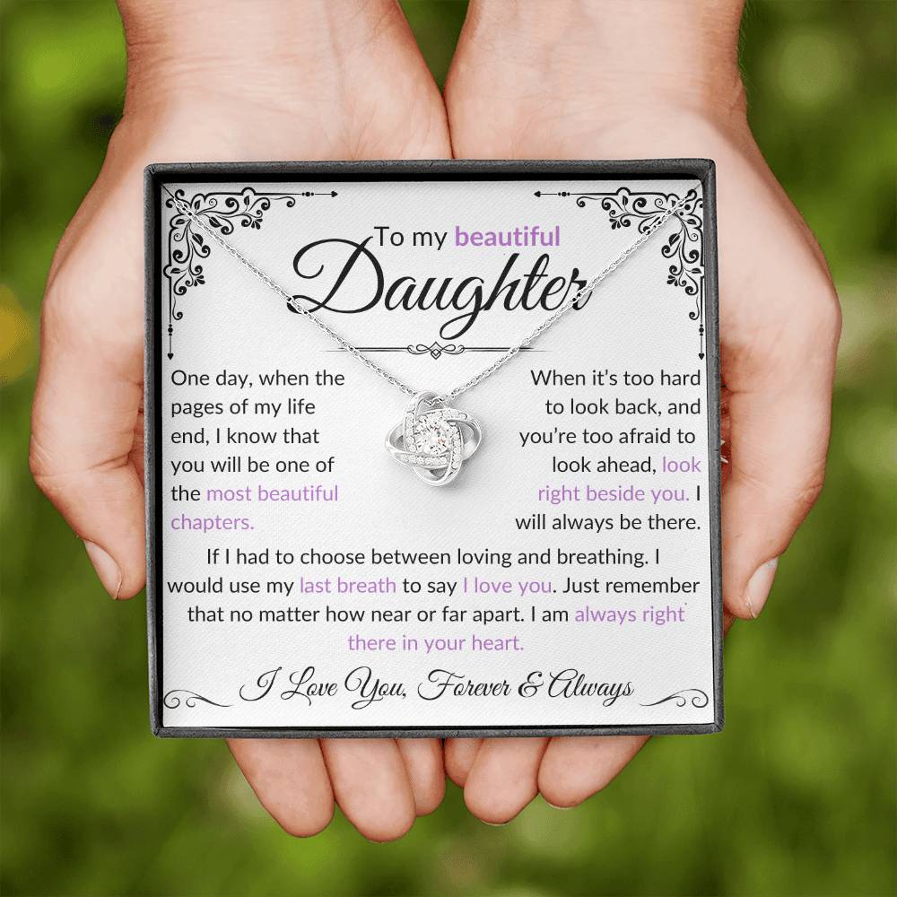 To My Beautiful Daughter | One Day | Love Knot Necklace - Elliotrose Gifts