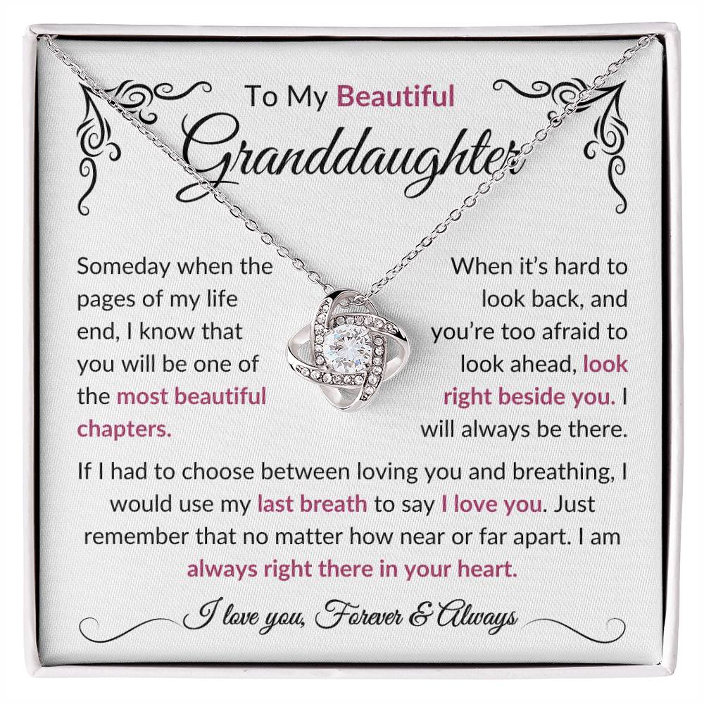 To My Beautiful Granddaughter | Most Beautiful Chapters | Love Knot Necklace - Elliotrose Gifts