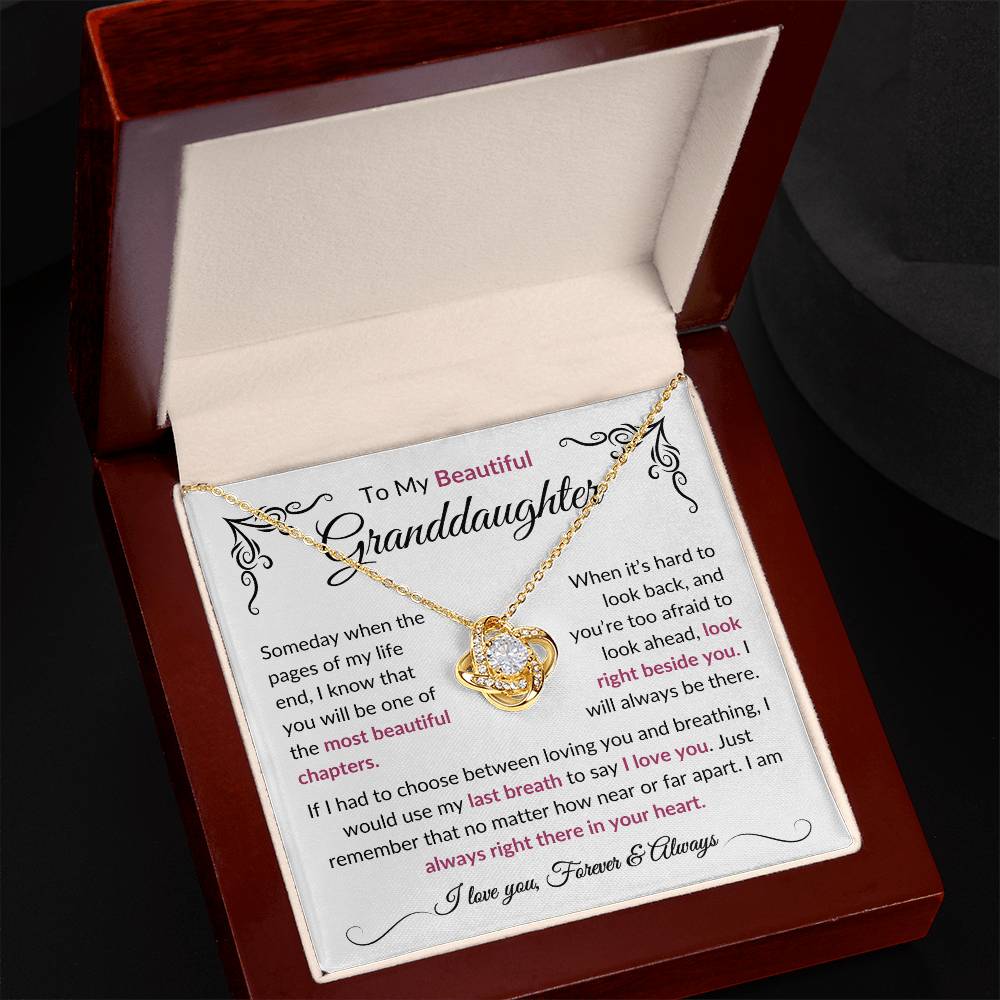 To My Beautiful Granddaughter | Most Beautiful Chapters | Love Knot Necklace - Elliotrose Gifts