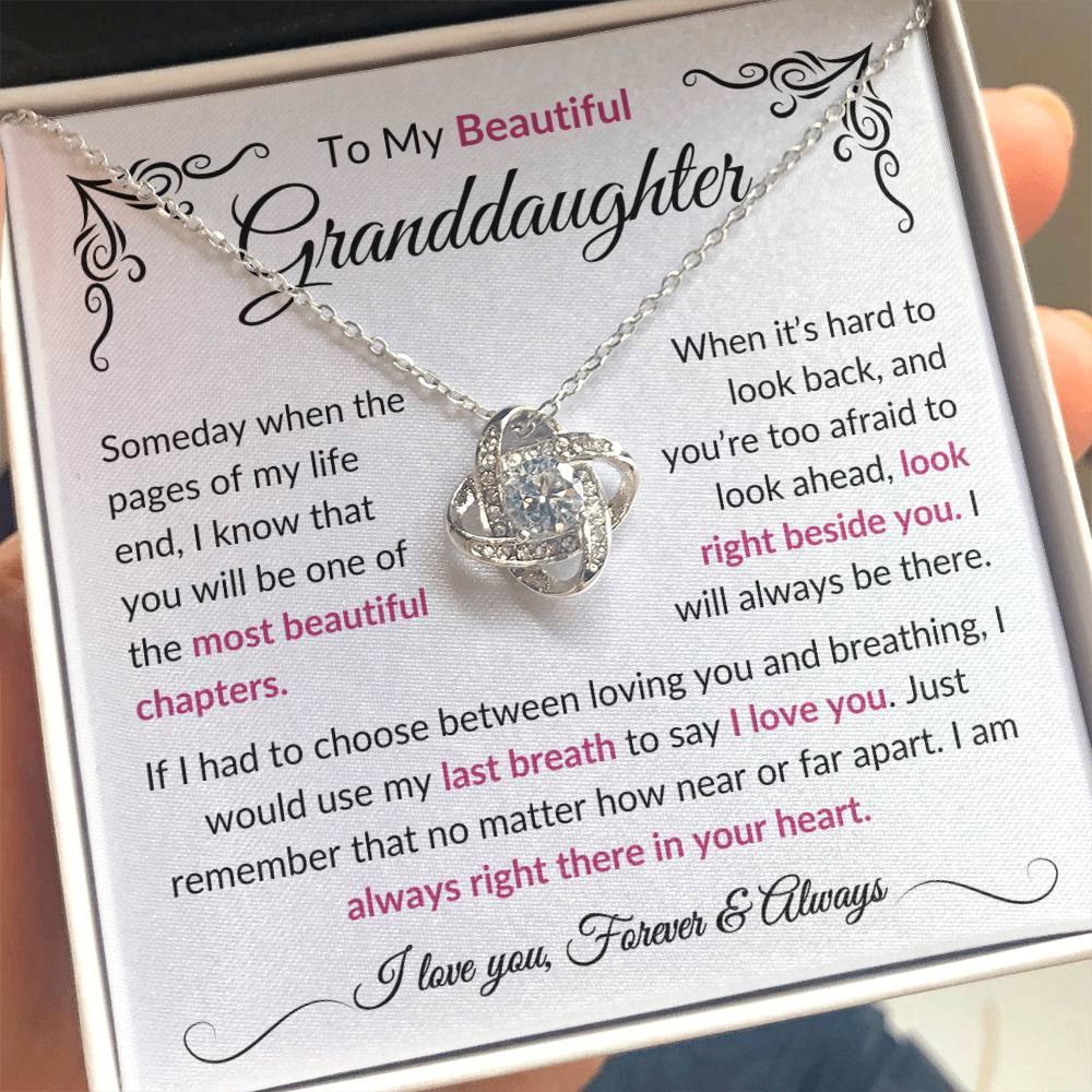 To My Beautiful Granddaughter | Most Beautiful Chapters | Love Knot Necklace - Elliotrose Gifts