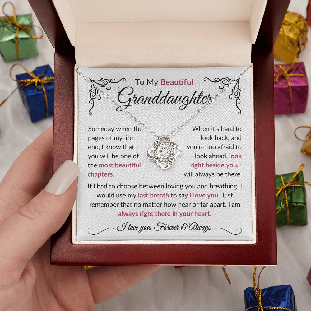 To My Beautiful Granddaughter | Most Beautiful Chapters | Love Knot Necklace - Elliotrose Gifts