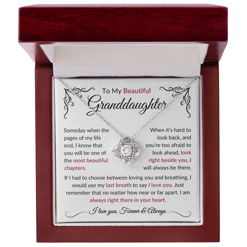 To My Beautiful Granddaughter | Most Beautiful Chapters | Love Knot Necklace - Elliotrose Gifts