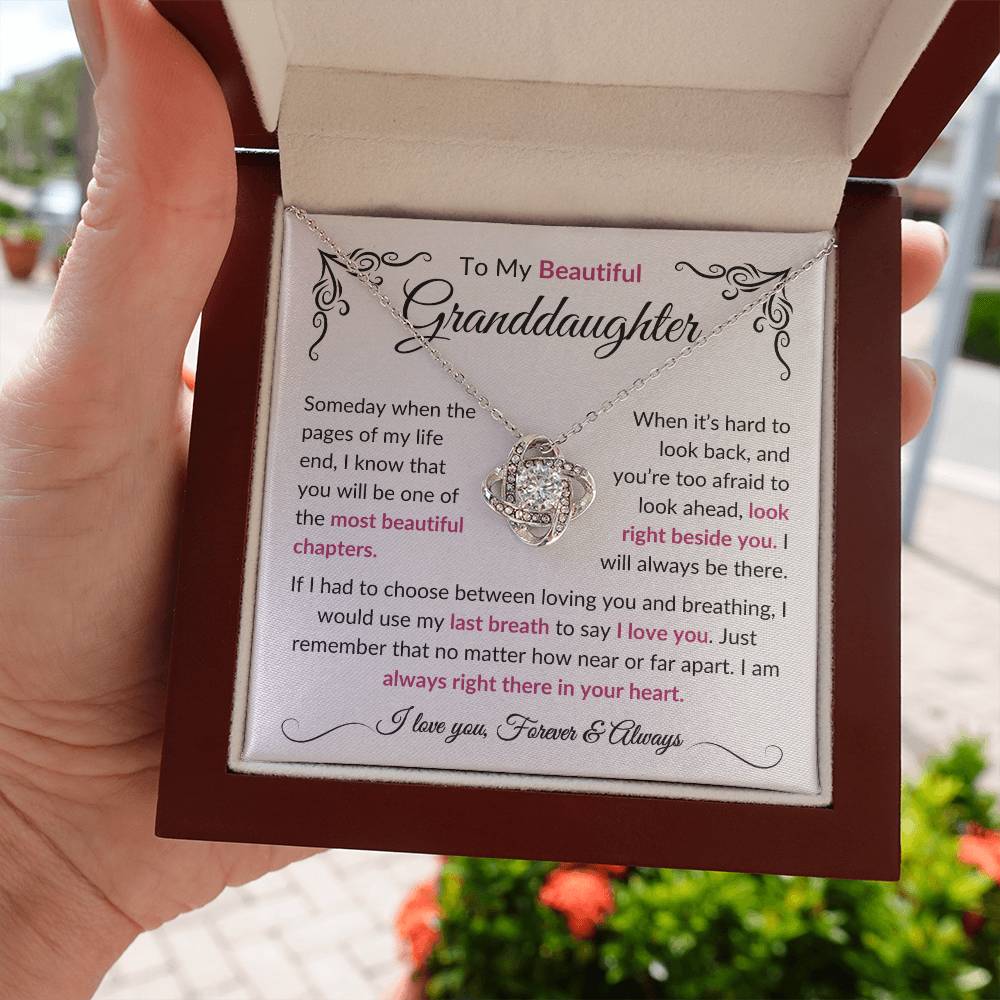 To My Beautiful Granddaughter | Most Beautiful Chapters | Love Knot Necklace - Elliotrose Gifts