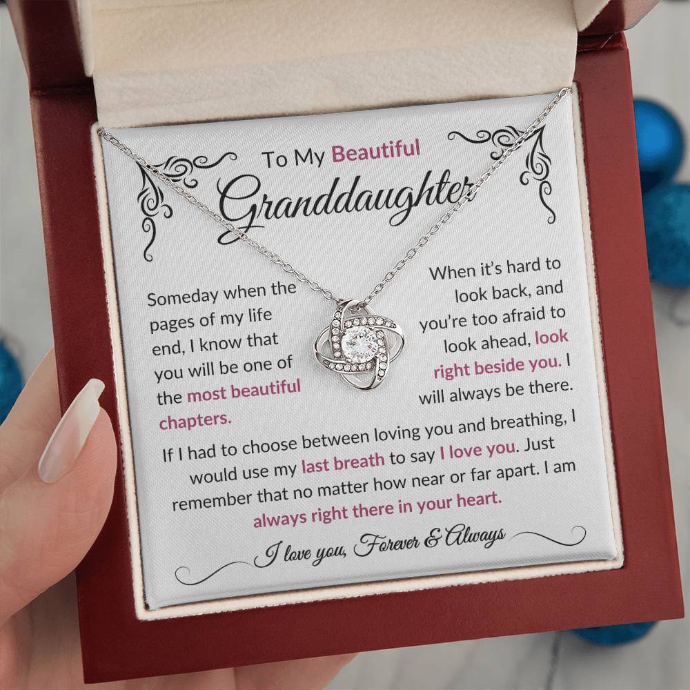 To My Beautiful Granddaughter | Most Beautiful Chapters | Love Knot Necklace - Elliotrose Gifts