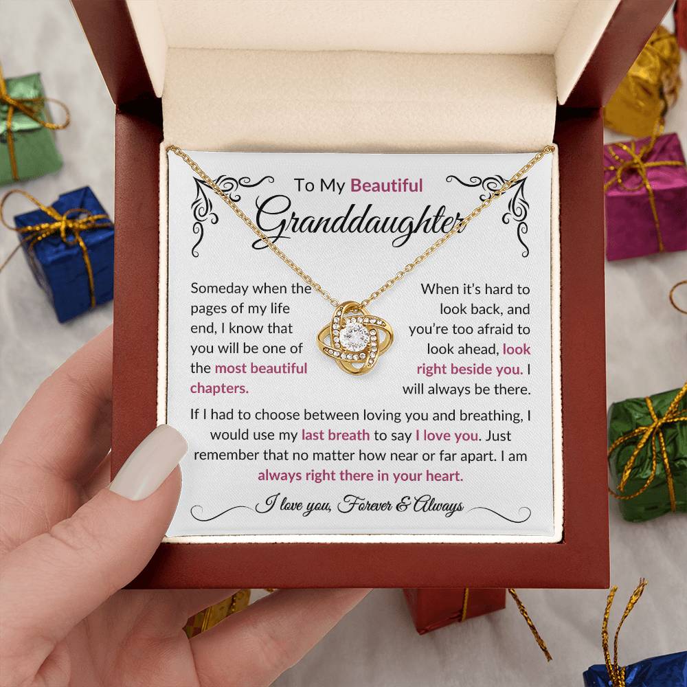 To My Beautiful Granddaughter | Most Beautiful Chapters | Love Knot Necklace - Elliotrose Gifts