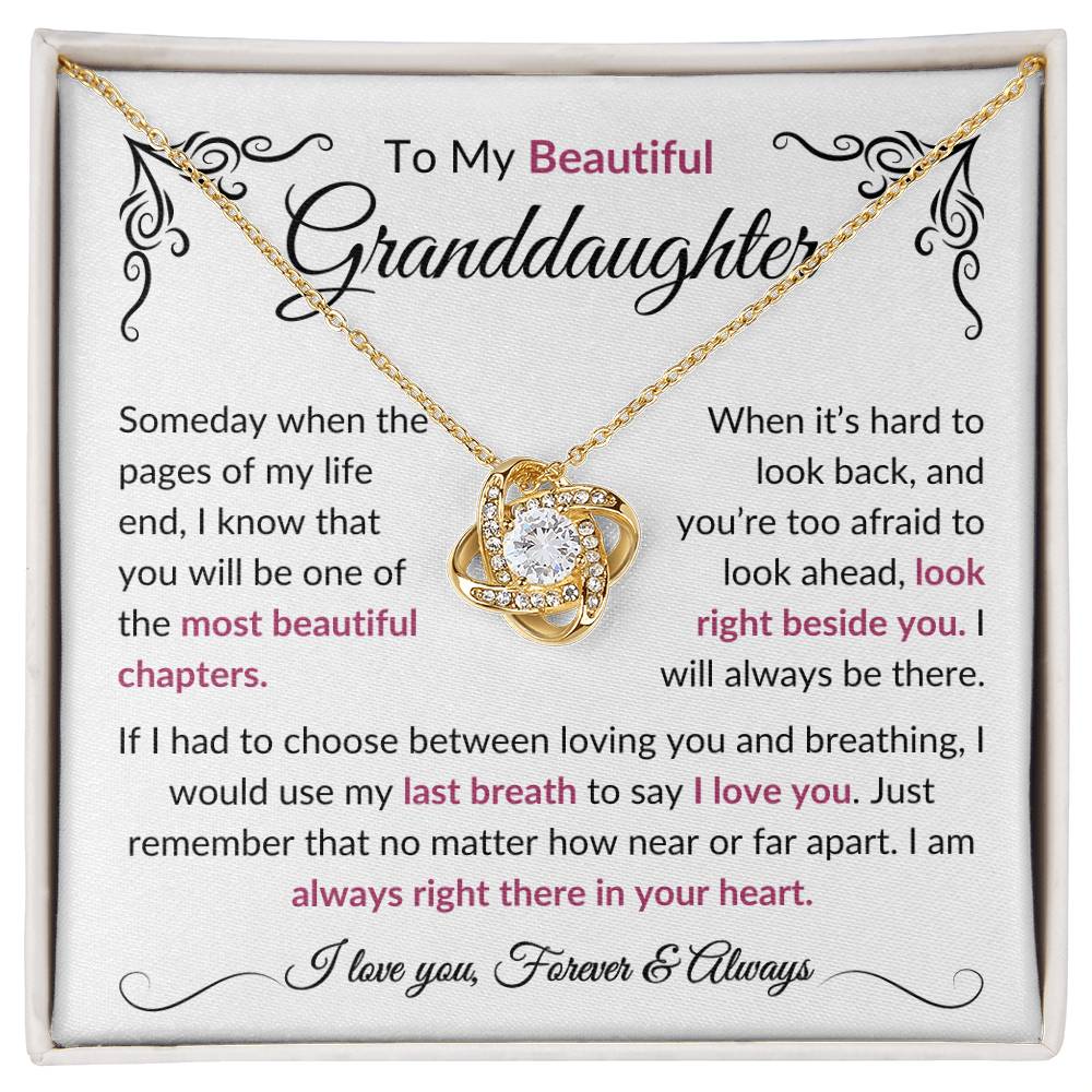 To My Beautiful Granddaughter | Most Beautiful Chapters | Love Knot Necklace - Elliotrose Gifts