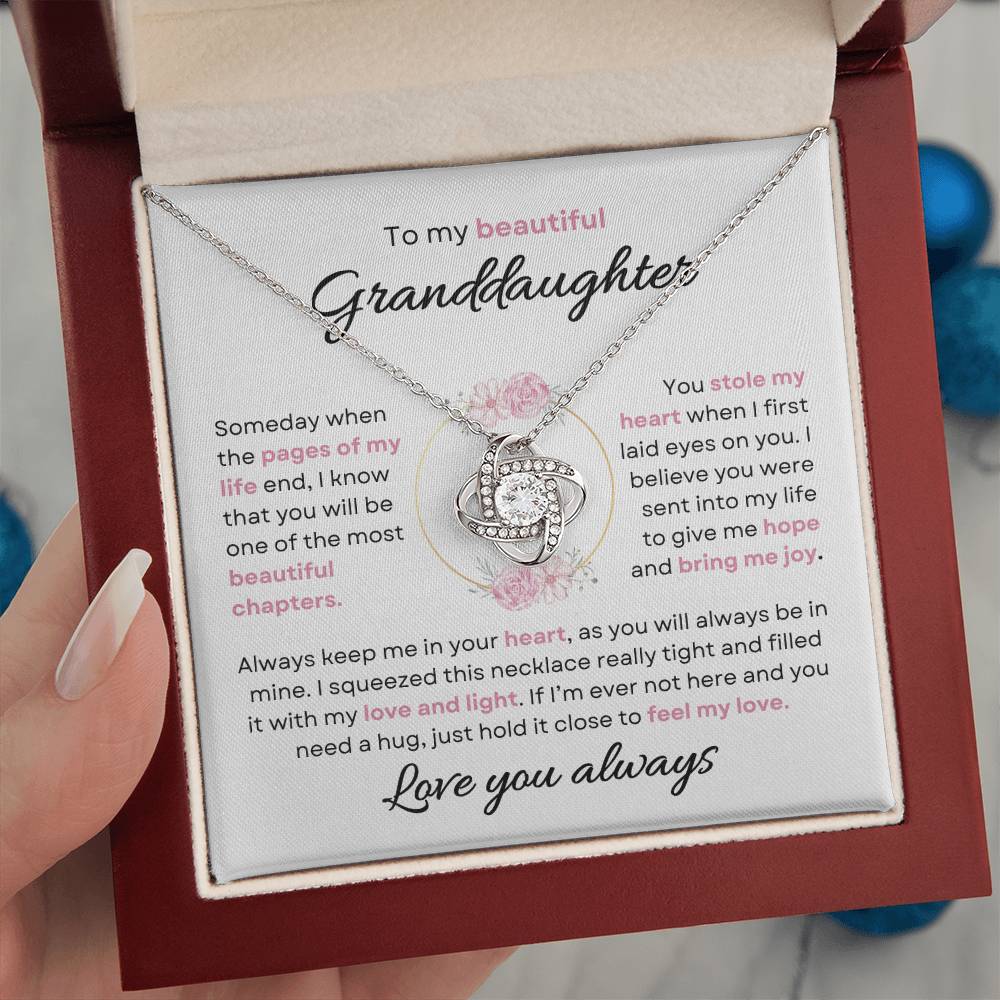 To My Beautiful Granddaughter | Stole my Heart | Love Knot Necklace - Elliotrose Gifts