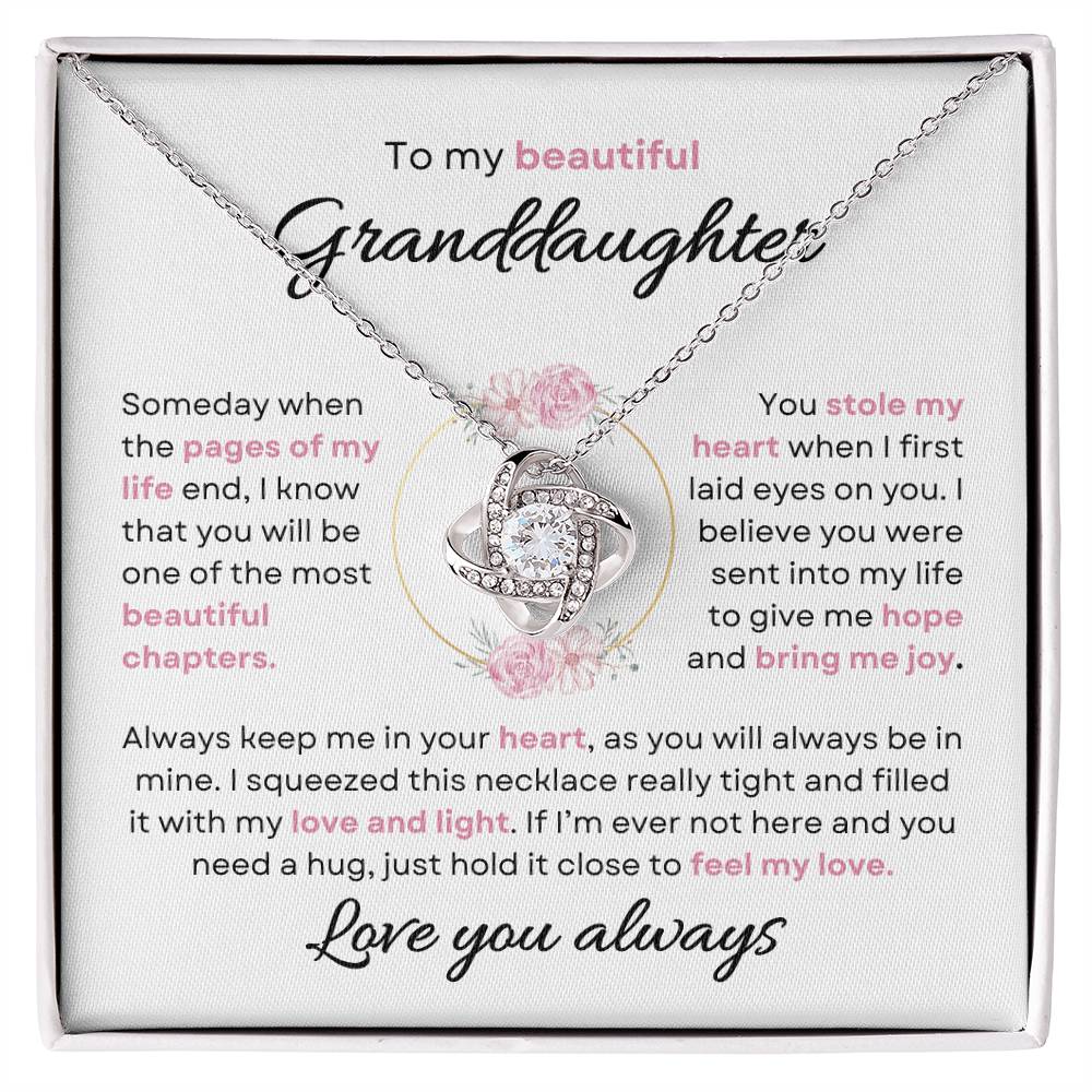 To My Beautiful Granddaughter | Stole my Heart | Love Knot Necklace - Elliotrose Gifts