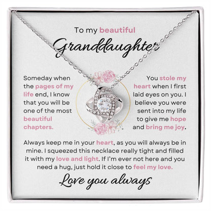 To My Beautiful Granddaughter | Stole my Heart | Love Knot Necklace - Elliotrose Gifts