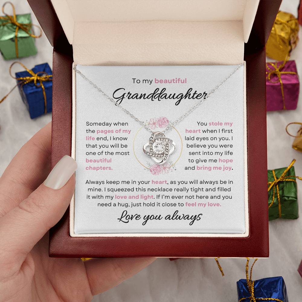 To My Beautiful Granddaughter | Stole my Heart | Love Knot Necklace - Elliotrose Gifts