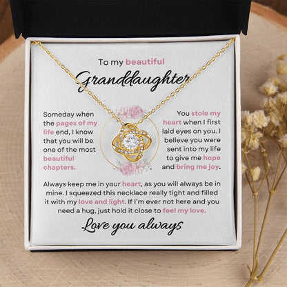 To My Beautiful Granddaughter | Stole my Heart | Love Knot Necklace - Elliotrose Gifts