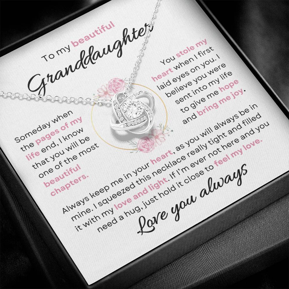 To My Beautiful Granddaughter | Stole my Heart | Love Knot Necklace - Elliotrose Gifts