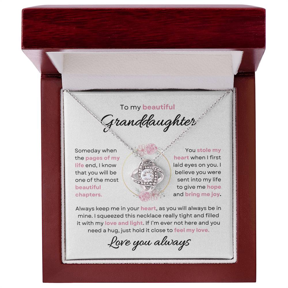 To My Beautiful Granddaughter | Stole my Heart | Love Knot Necklace - Elliotrose Gifts