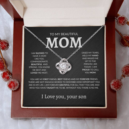 To My Beautiful Mom | Proud To Call You Mom | Love Knot Necklace - Elliotrose Gifts