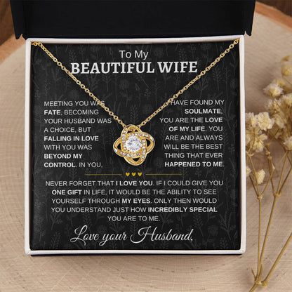 To My Beautiful Wife | Never Forget | Love knot Necklace - Elliotrose Gifts