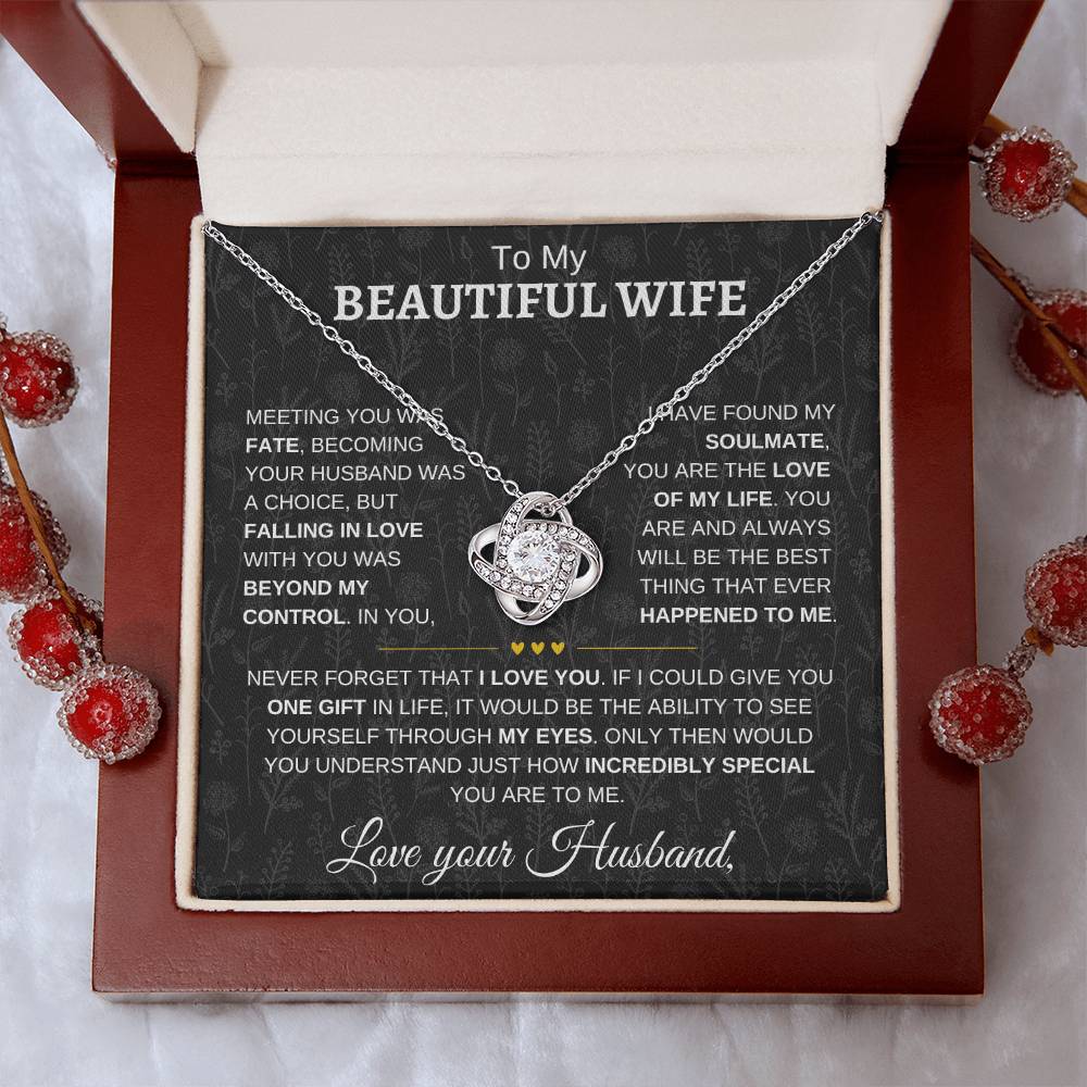 To My Beautiful Wife | Never Forget | Love knot Necklace - Elliotrose Gifts