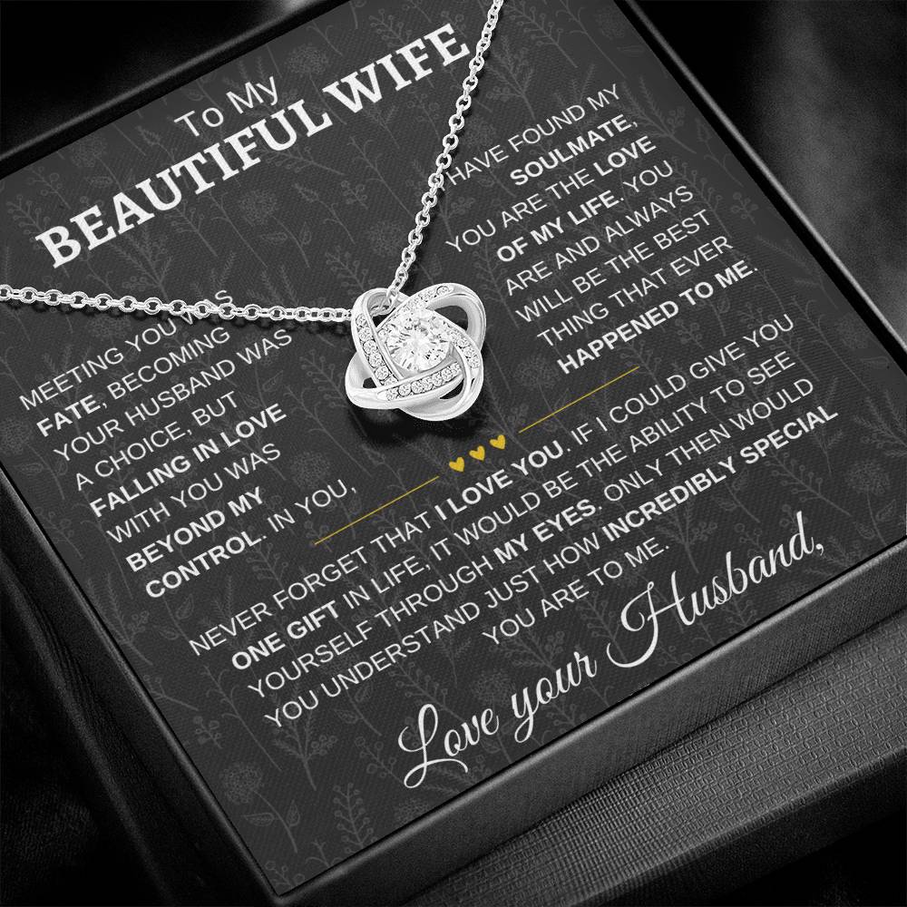 To My Beautiful Wife | Never Forget | Love knot Necklace - Elliotrose Gifts