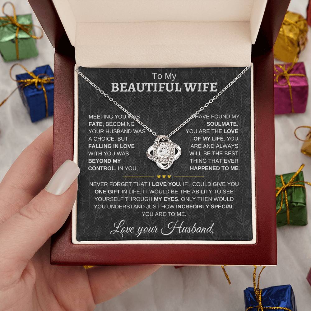 To My Beautiful Wife | Never Forget | Love knot Necklace - Elliotrose Gifts