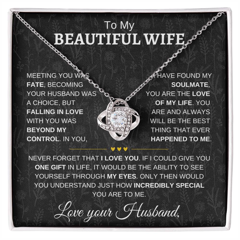 To My Beautiful Wife | Never Forget | Love knot Necklace - Elliotrose Gifts