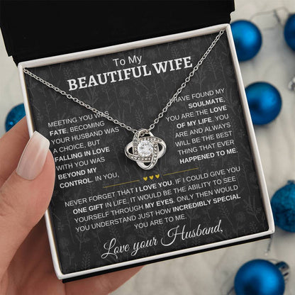 To My Beautiful Wife | Never Forget | Love knot Necklace - Elliotrose Gifts