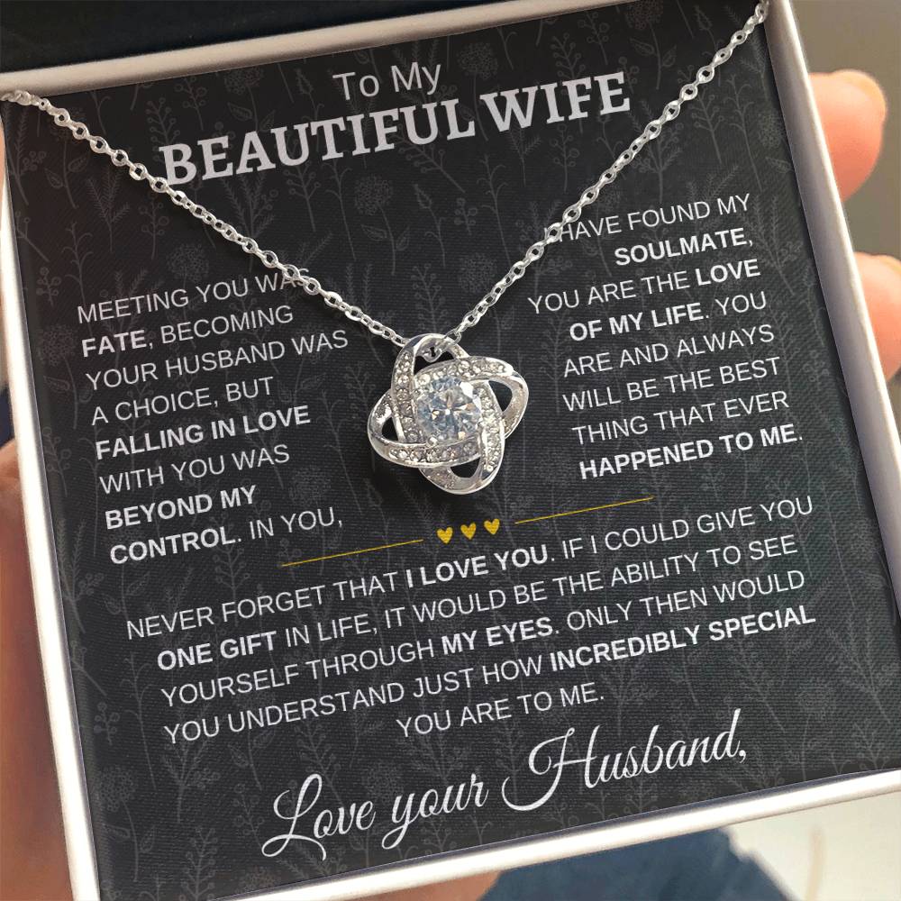 To My Beautiful Wife | Never Forget | Love knot Necklace - Elliotrose Gifts