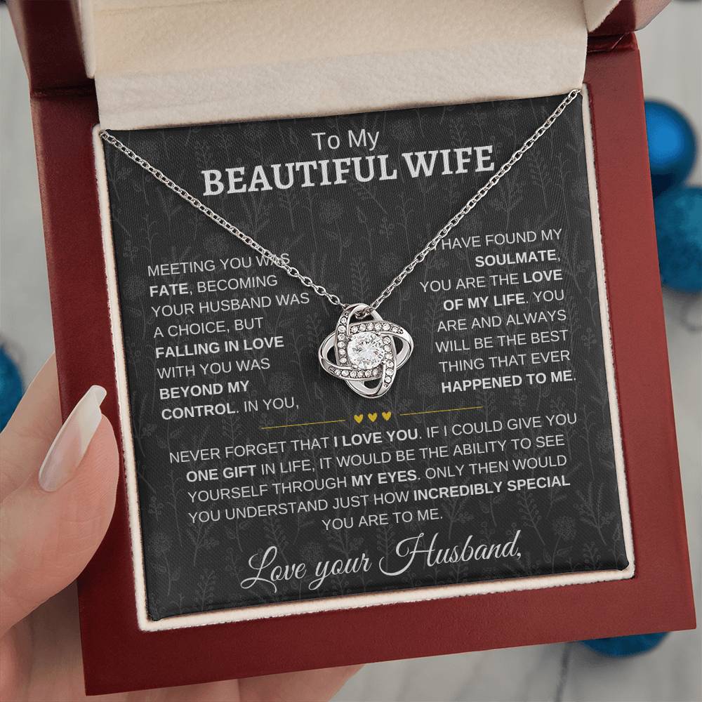 To My Beautiful Wife | Never Forget | Love knot Necklace - Elliotrose Gifts