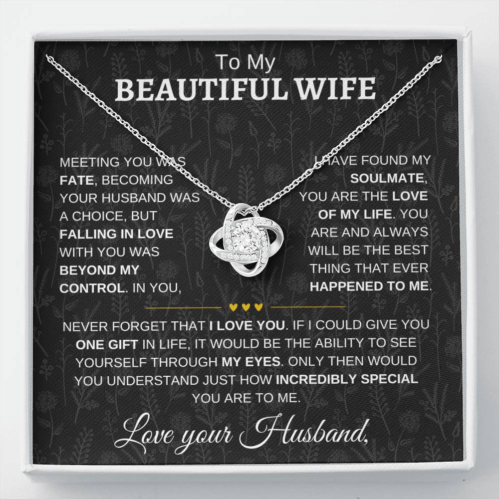 To My Beautiful Wife | Never Forget | Love knot Necklace - Elliotrose Gifts