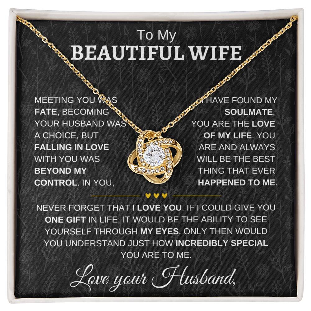 To My Beautiful Wife | Never Forget | Love knot Necklace - Elliotrose Gifts