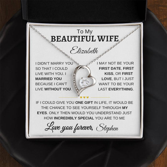 To My Beautiful Wife - Personalized | One Gift | Forever Love Necklace - Elliotrose Gifts