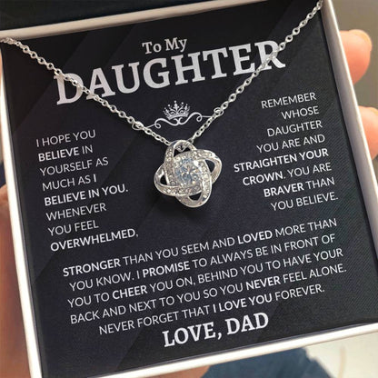 To My Daughter | Believe In Yourself | Love Knot Necklace - Elliotrose Gifts