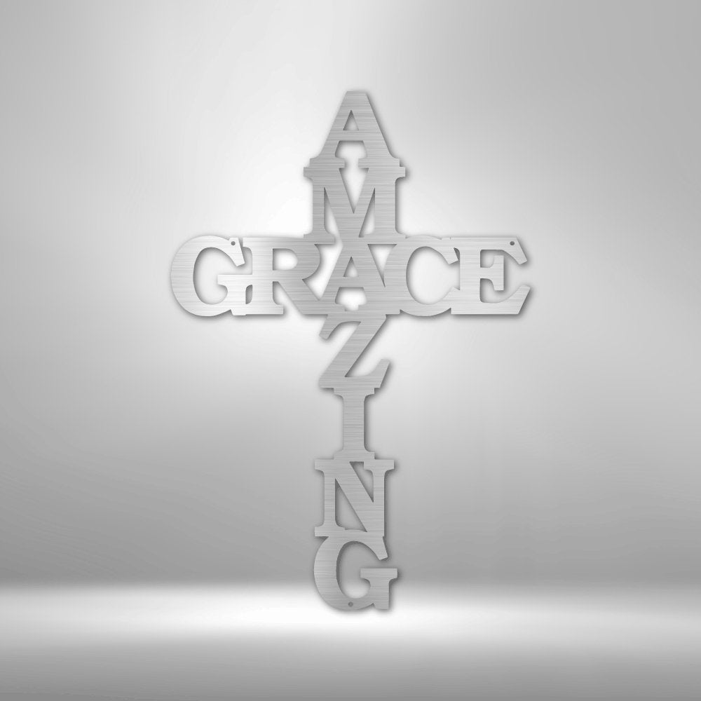 Amazing Grace Cross - Steel Sign - Elliotrose Gifts