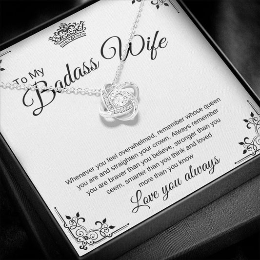 Badass Wife | My Queen | Love Knot Necklace - Elliotrose Gifts