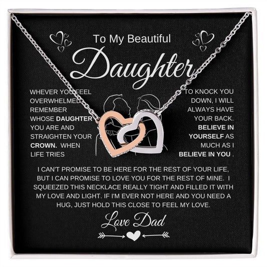 Beautiful Daughter | Straighten Your Crown | Interlocking Heart Necklace - Elliotrose Gifts