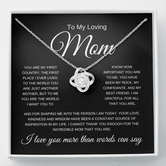 Loving Mom | You Are The World | Love Knot Necklace - Elliotrose Gifts