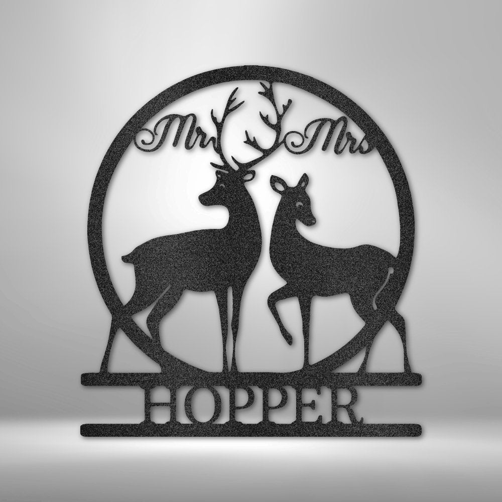 Mr and Mrs Deer Monogram - Steel Sign - Elliotrose Gifts