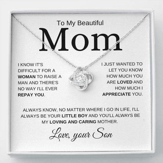 My Beautiful Mom| Ever Repay You | Love Knot Necklace - Elliotrose Gifts