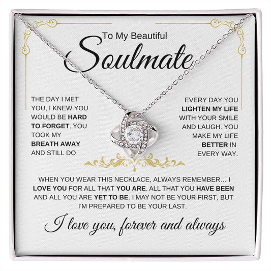 My Beautiful Soulmate | Lighten My Love | Love Knot Necklace - Elliotrose Gifts