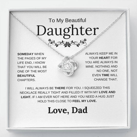 To My Beautiful Daughter - Always Keep Me In Your Heart - Love Knot Necklace - Elliotrose Gifts