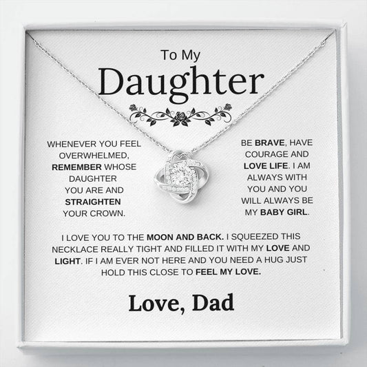 To My Beautiful Daughter - Be Brave And Have Courage - Love Knot Necklace - Elliotrose Gifts