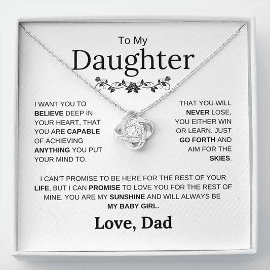 To My Beautiful Daughter - Capable Of Achieving - Love Knot Necklace - Elliotrose Gifts