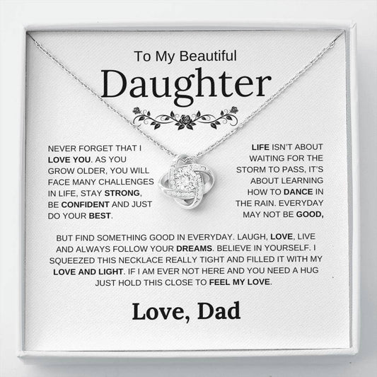 To My Beautiful Daughter - Learn To Dance In The Rain - Love Knot Necklace - Elliotrose Gifts