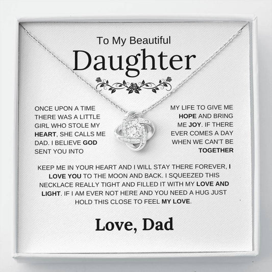 To My Beautiful Daughter - Love You To The Moon And Back - Love Knot Necklace - Elliotrose Gifts