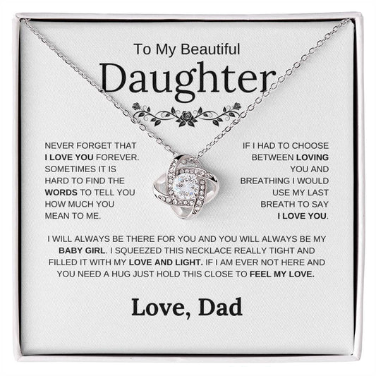 To My Beautiful Daughter - My Last Breath To Say I Love You - Love Knot Necklace - Elliotrose Gifts