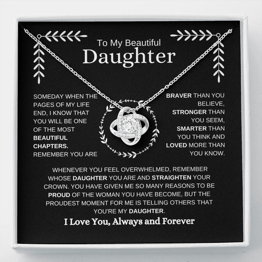 To My Beautiful Daughter | Straighten Your Crown | Love Knot Necklace - Elliotrose Gifts