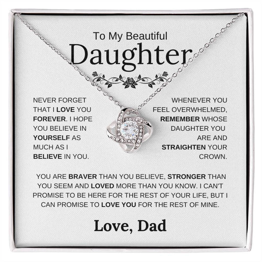 To My Beautiful Daughter - Straighten Your Crown - Love Knot Necklace - Elliotrose Gifts