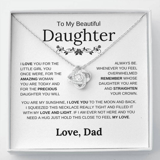 To My Beautiful Daughter - The Little Girl You Once Were- Love Knot Necklace - Elliotrose Gifts